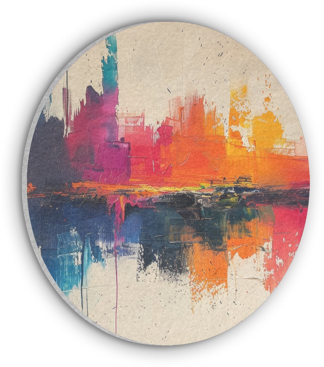 Akoestisch wandpaneel rond 50x50 cm - Vilt schilderij Modern - Verf - Kunst - Kleurrijk - Ronde akoestische panelen - Geluidsdempende wanddecoratie - Geluidsisolatie wandcirkel - Muurdecoratie geluidspanelen
