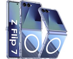 MagSafe hoesje Geschikt voor Samsung Galaxy Z Flip 7 - Flip 7 Transparant Shockproof Hoesje - Schokbestendig TPU hoesje Samsung Z Flip 7 - Flip 7