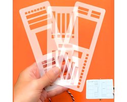 Template Ruler - Handgemaakte flexibele opnamesjablonen - Set van 3 planningsjablonen - Voor journaling, gewoonteregistratie, takenlijsten en dagelijkse planners - Compatibel met Dot Journals, coils, discs en ringen (A)
