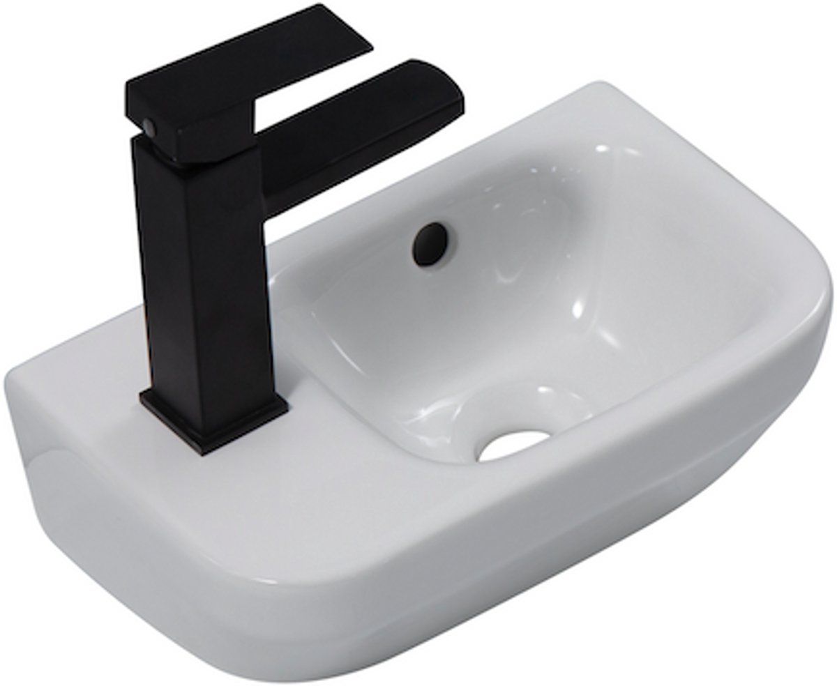 WOON-DISCOUNTER.NL - Zara 36 links - Glans wit - Toiletfontein - - Keramiek - Rechthoek - 251105