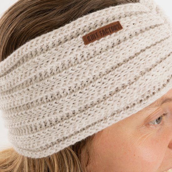 Bandeau tricoté pour femme Knit Factory Joy - Bandeau - Cache Cache-oreilles - Cache-tête - Bandeau d'hiver - Beige - Taille unique