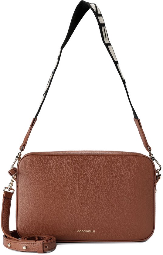 COCCINELLE Cuir sac à épaule bandoulière Tebe Mini Bag Grained Leather Cognac brun
