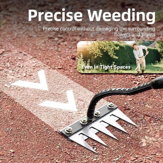 Hark - Verwijderbare hark - Maaihark - Onkruidgereedschap - Multifunctionele onkruidhark - Stalen onkruidhark - Geschikt voor tuinieren en wieden - 7 tanden - Stalen onkruidhark - Voor het losmaken van gazons van Talen Tools — afbeelding 4