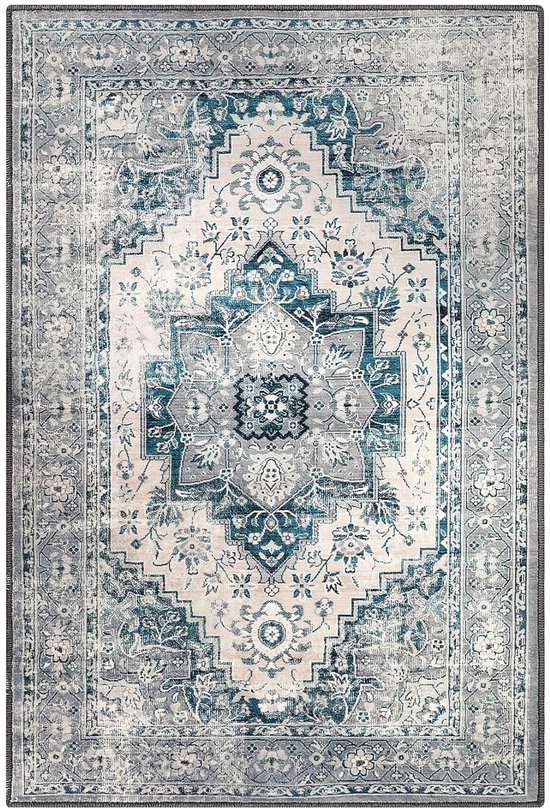 Klein groen bloementapijt voor slaapkamer, woonkamer 80 x 150, plantaardig tapijt, machinewasbaar tapijt, zacht laagpolig vloerkleed, antislip