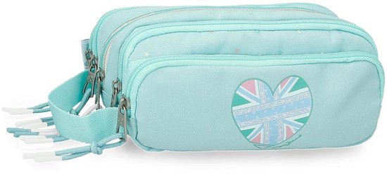 Pepe Jeans Nerea Étui Bleu Turquoise 22x10x9 Cm - Polyester Étoiles Et Cœur