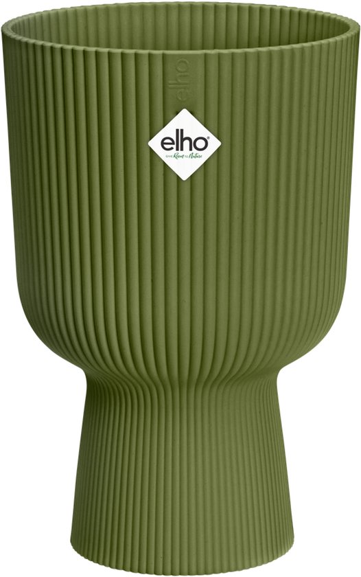 Elho Vibes Fold Coupe 30 - Pot De Fleurs pour Intérieur - Plastique 100% recyclé - Ø 29.5 x H 44.7 cm - Vert fougère