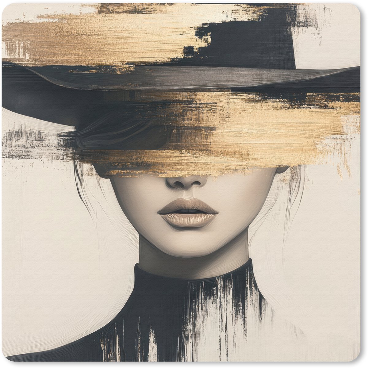 Muismat 20x20 cm - Mousepad Vrouw - Hoed - Verf - Muismatten