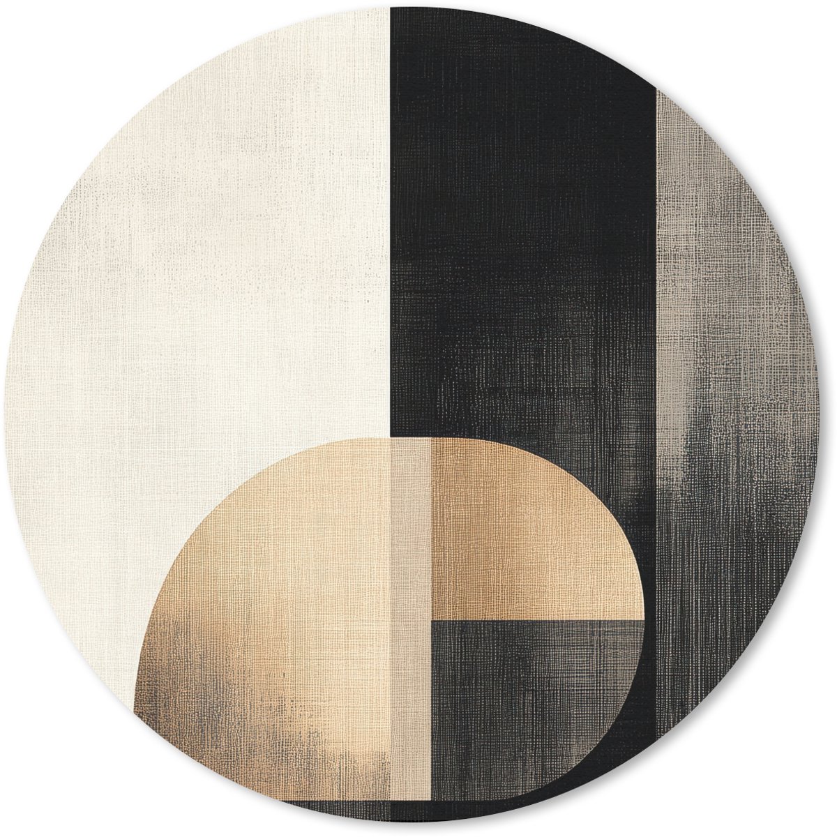 Muismat rond 20x20 cm - Mousepad Vormen - Modern - Zwart - Ronde muismatten