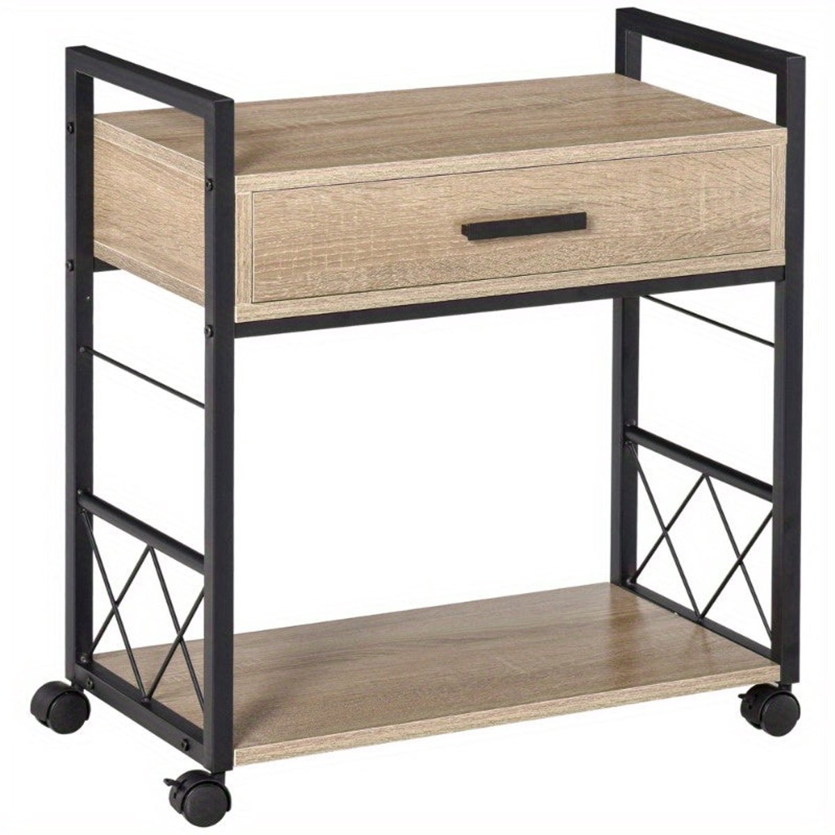 Corenia Rijdende Bijzettafel – Mobiele Tafel – Opbergtafel – Serveerwagen – Compacte Bijzetter – Met Lade – Stevig En Duurzaam – 60x30x65 cm wood