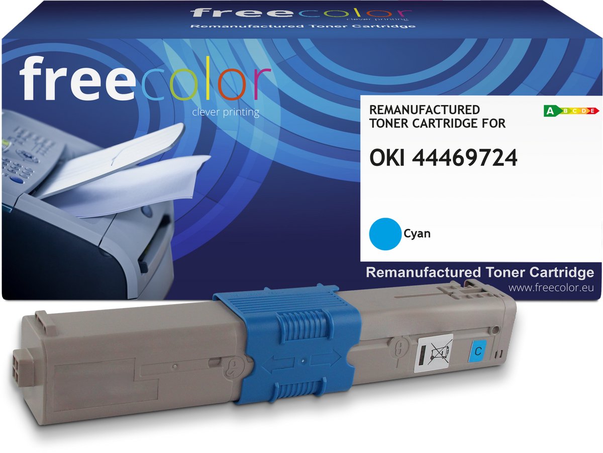 Freecolor - Vervangt OKI 44469724 Toner - Cyaan - 5.000 pagina's - Compatible