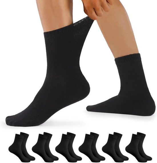 Chaussettes diabétiques pour hommes et femmes - 6 paires sans élastique, coton confortable
