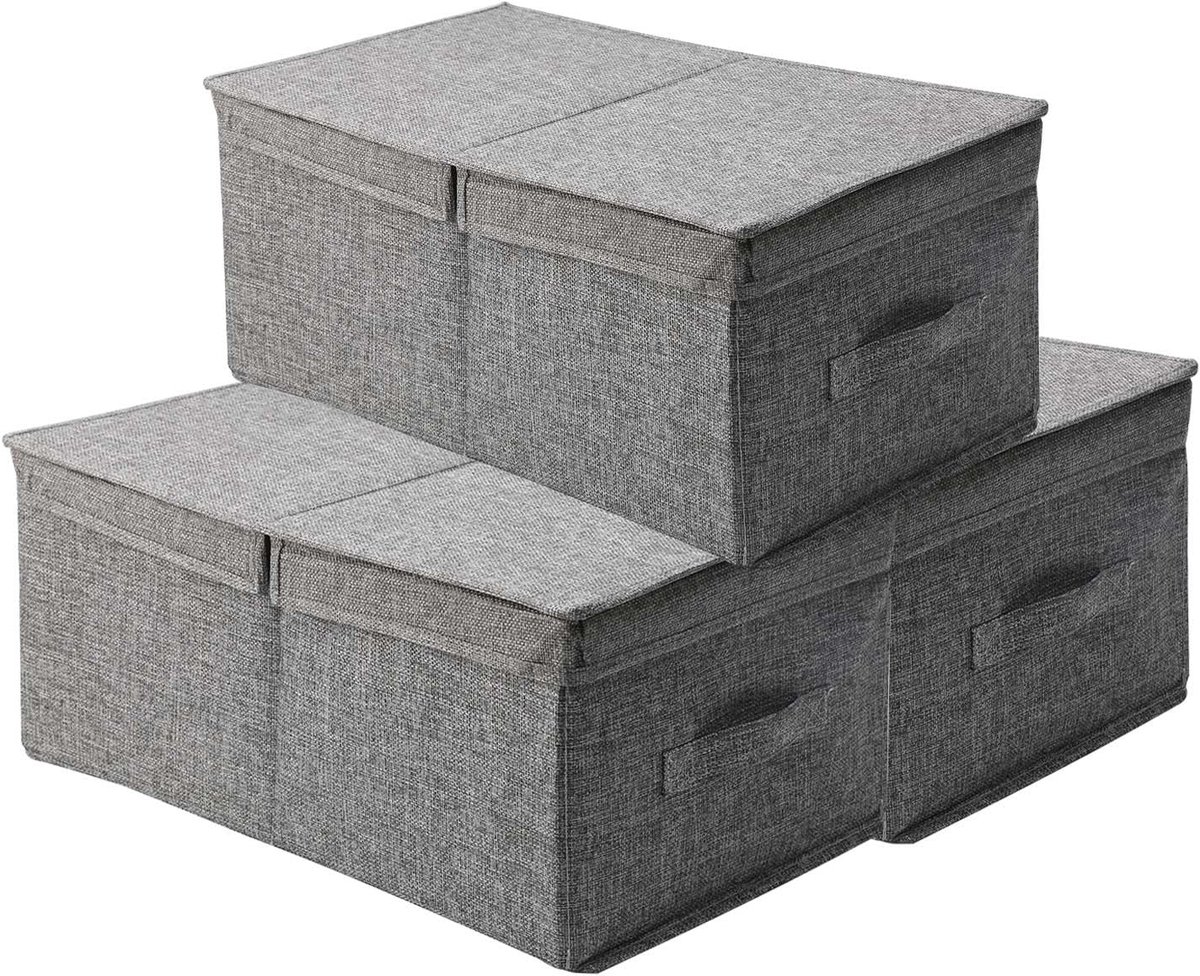 Ibenzoa® Opvouwbare stoffen opbergboxen met deksel voor kast en bureau