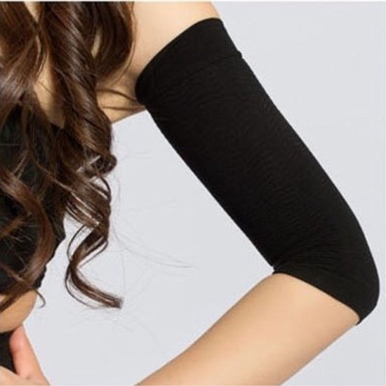 2-Paar Bovenarmvormende compressieband - Armvormende set - Yogamouwen - Elleboog- en polsbeschermers - Armmouwen - Geschikt voor oefeningen en fitness, dagelijkse vormgeving en het verbeteren van losse armen - Zwart van Merkloos — afbeelding 4