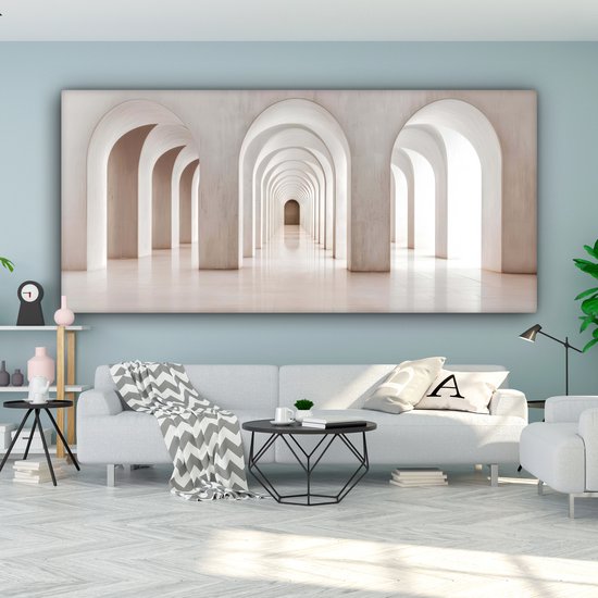 Peinture sur toile 200x100 cm - Décoration murale Hall - Arches - Symétrique - Moderne - Décoration murale salon - Décoration chambre - Accessoires chambre - Peintures sur toile