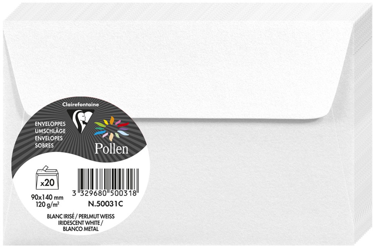 Pollen by Clairefontaine enveloppen 90×140 mm, saliegroen, 20 stuks