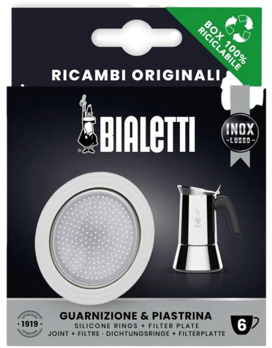 Bialetti Filterplaatje + Siliconen Ring - voor 6 kops RVS percolators