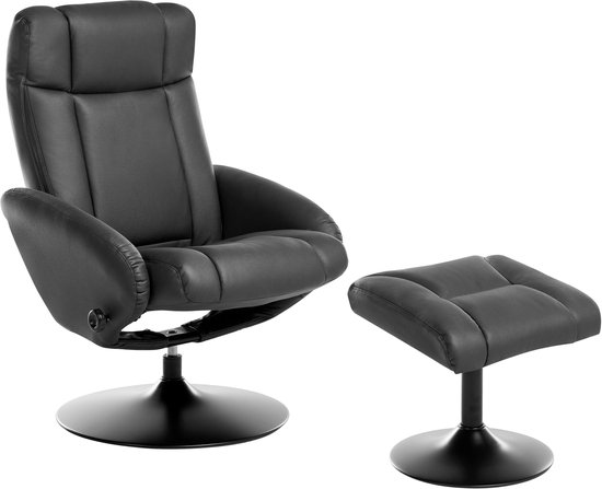 BELIANI APATE Relaxfauteuil met Voetenbank Zwart Vegan Leer - BELIANI - €349,99