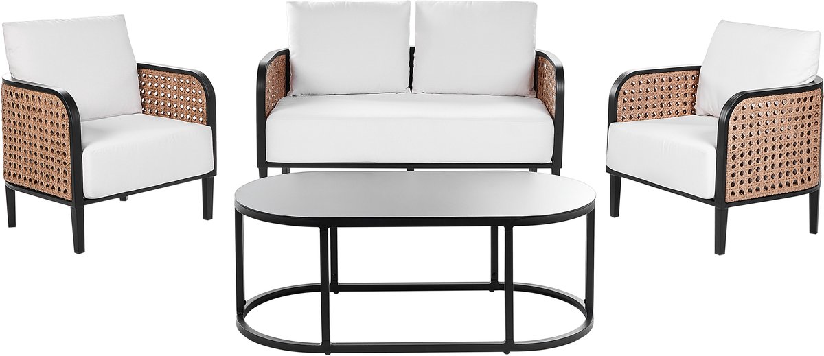Beliani MONTEFALCO - Loungeset 4-zits - Gebroken wit - Aluminium