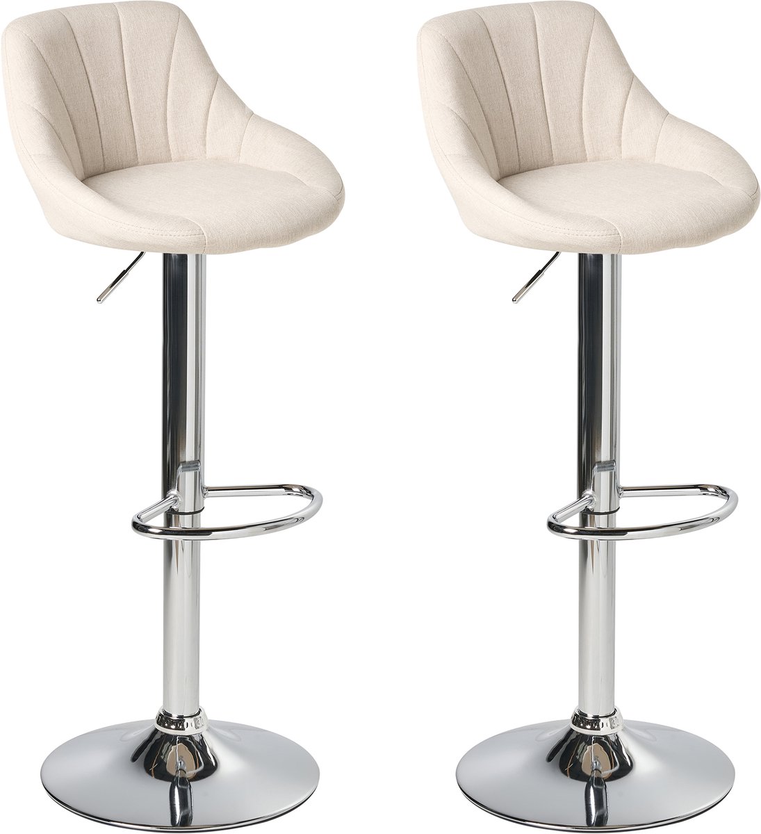 LUCCA - Barkruk set van 2 - Lichtbeige - Polyester