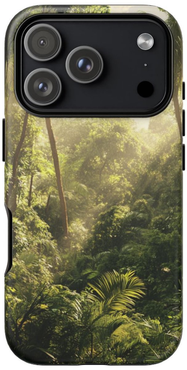Weelderig Tropisch Woud met Groene Bladeren – Telefoonhoesje Geschikt voor iPhone 17 Pro