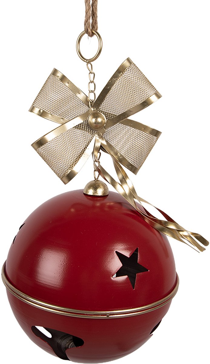 Clayre & Eef Decoratie Bel Ø 24x49 cm Rood Metaal