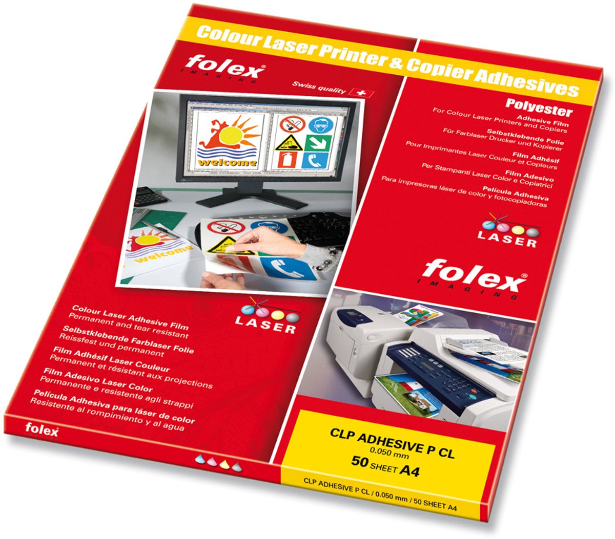 FOLEX Transparante zelfklevende laserfolie A4 voor kleurenprinters