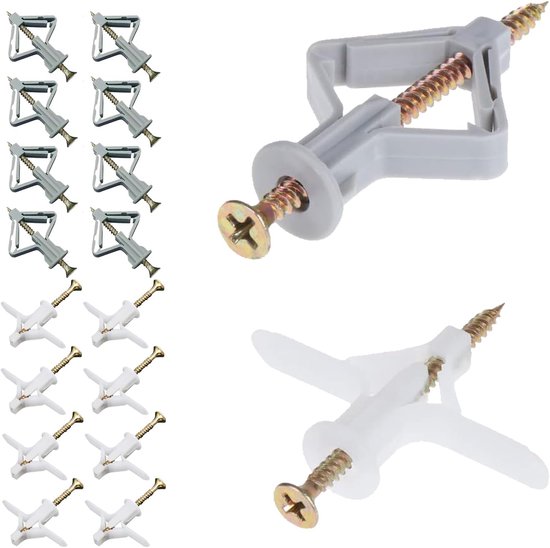 Kit de Chevilles pour cloison sèche - 100 pièces - Vis et chevilles papillon pour plaques de plâtre