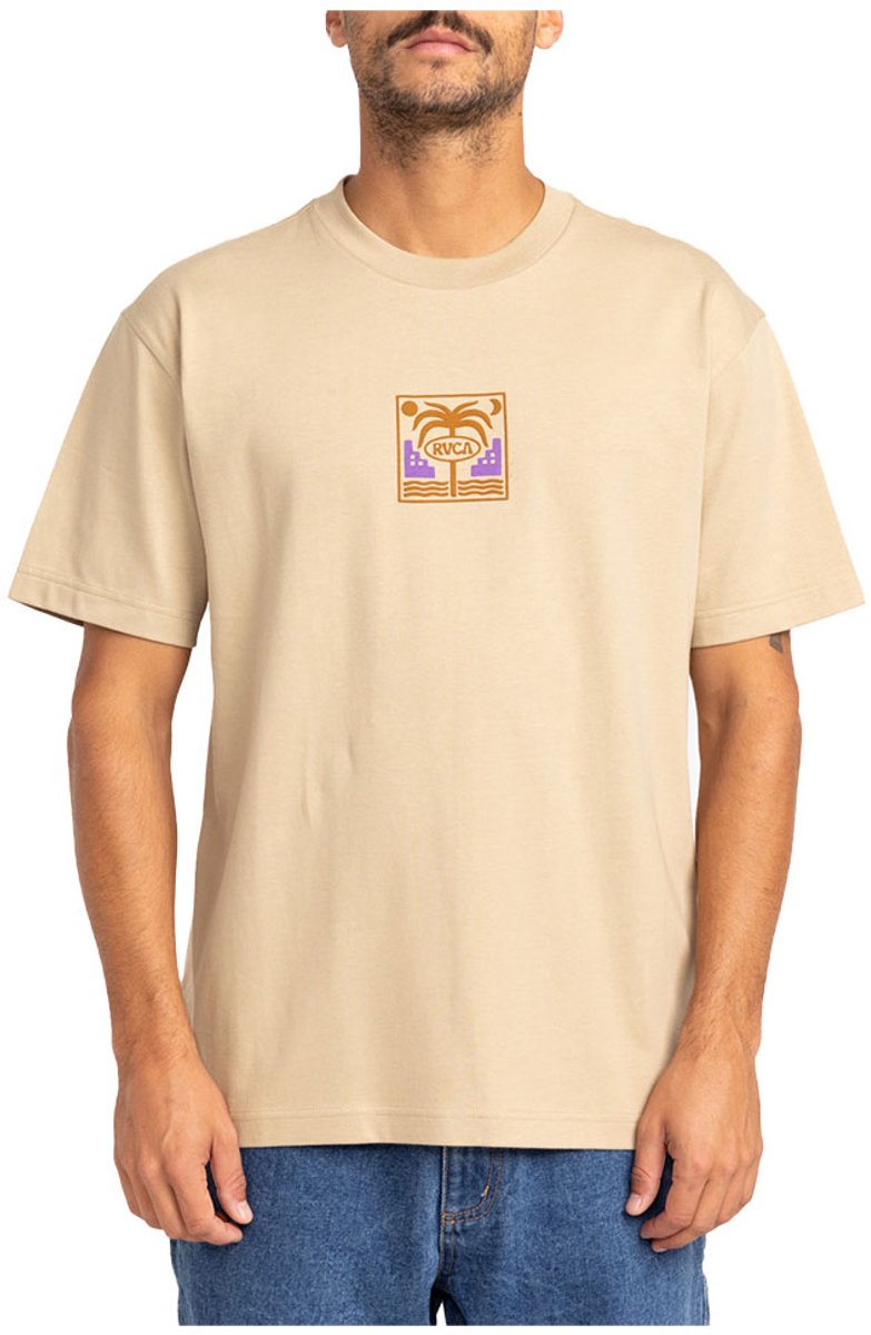 Rvca Morocco Palms T-shirt Met Korte Mouwen Beige S Man