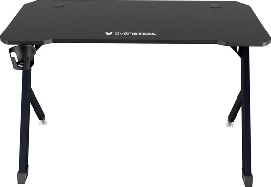 HLFURNIEU LED Gamingbureau 100 × 60 cm, Gamingtafel met Plaat van