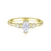 Elegante - 18k Geelgouden Marquise Moissanite Ring met Vintage Geïnspireerde Minimalistische Zijstenen - 2.8 karaat