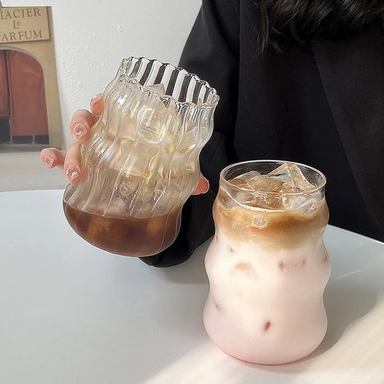 Lot De 4 Verres à Bulles 530ml Avec Couvercles Et Pailles - Verres Latte Macchiato Et Café Glacé