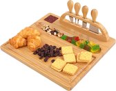 Bamboe kaasplank en mes set, kaasborden en kaas dienblad voor wijn, crackers, onderscheidend cadeau, verjaardag, bruiloft huiswarming geschenken