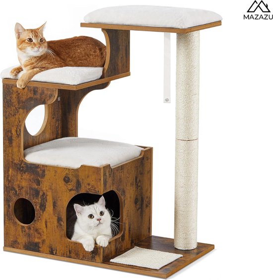 MIRA Home - Krabpaal voor Katten - Duurzaam Houten Ontwerp - Sisal Bekleding - 66x42x88 cm