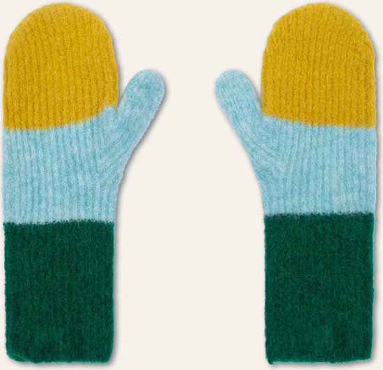 Abalony knitted mittens 70 Colorblock Sulphur Green Green: OS
