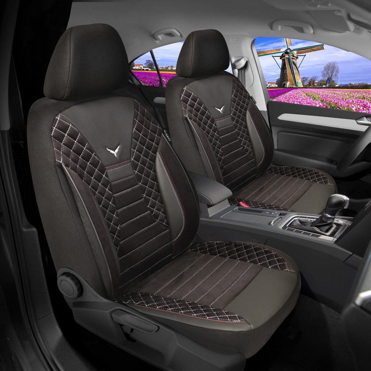 luxe voorstoelhoezen, universeel leer, voor VW Passat B6 (3C) 2005 2006