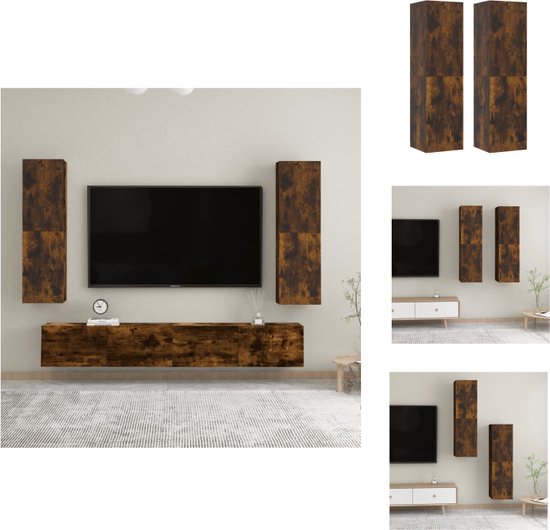 vidaXL Televisiewandmeubelen - Gerookt eiken - 30.5 x 30 x 110 cm - Duurzaam materiaal - Kast