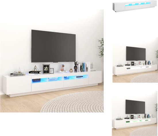 vidaXL Meuble TV Hifi Éclairage LED RVB - 260 x 35 x 40 cm - Blanc - Meuble