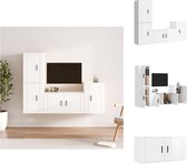 vidaXL TV-meubelset - Klassiek - Hoogglans wit - 80x34.5x40cm - 40x34.5x60cm - Hoge kwaliteit hout - Kast