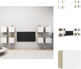 vidaXL TV-meubelset - wandmontage - opbergvak - openend naar links of rechts - wit/sonoma eiken - 30.5 x 30 x 30 cm - 8 stuks - Kast