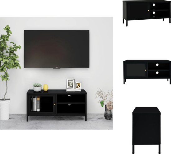 vidaXL - Tv-meubel - Zwart - Bewerkt hout - 150 x 30 x 44.5 cm | Leen Bakker