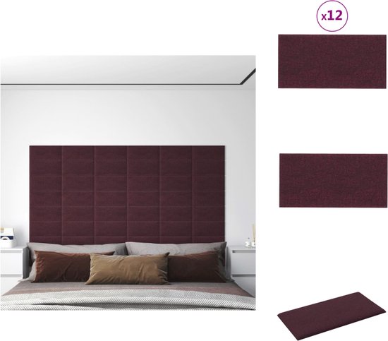 vidaXL Wandpanelen - Trendy - Wanddecoratie - 30 x 15 cm - Paars - 100% polyester - 12 stuks - Wandpaneel