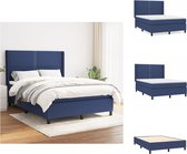 vidaXL Boxspringbed - Blue - 203x147x118/128 cm - Pocketvering matras - Medium Firm - Huidvriendelijk topmatras - Bed