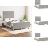 vidaXL Bedframe - Lichtgrijs - 203 x 126 x 118/128 cm - Verstelbaar hoofdeinde - Duurzaam materiaal - Stabiele poten - Multiplex lattenbodem - Comfortabele ondersteuning - Bed