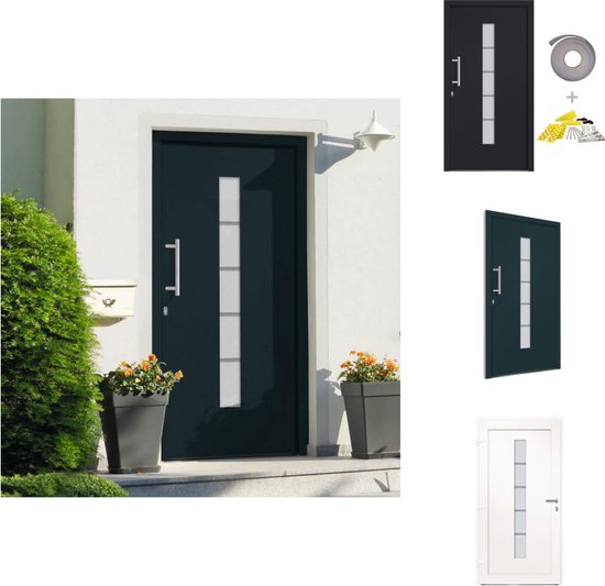 vidaXL Voordeur - Aluminium/PVC - 100 x 200 cm - Antraciet - Inclusief handgreep - deurkruk - sleutels - afdichtingstape en montageset - Deurhor