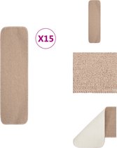 vidaXL Trapmatten - Beige - 20 x 75 cm - 100% PP - Anti-sliplatex - 850 g/m² - 8 mm poolhoogte - 15 stuks - Trapmat