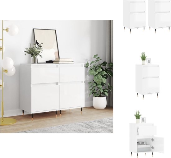 Azkoeesy Dressoir, buffetkast, staande kast, dressoir, 160 x 80 x 40 cm, met metalen tafelframe en handgreep, voor woonkamer, hal en eetkamer, wit