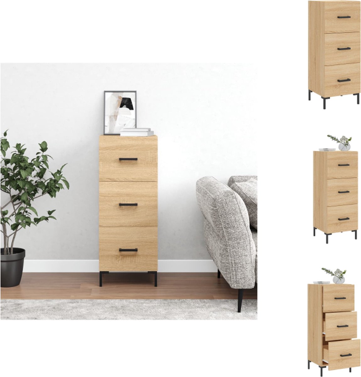VidaXL Dressoir Bijzetkast 34.5 x 34 x 90 cm Sonoma eiken Keukenkast