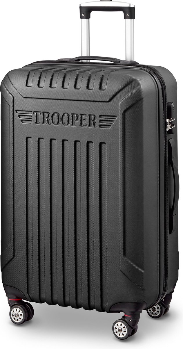 Trooper Missouri - Reiskoffer 68 cm - 4 Wielen - Expandable - Cijferslot - Zwart