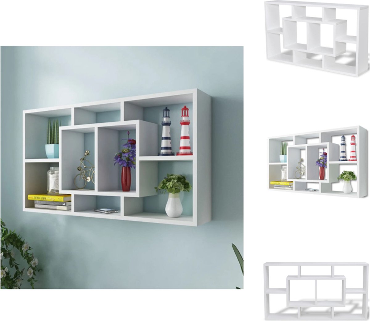 VidaXL Wandplank Afmetingen- 85 x 16 x 47.5 cm Kleur- Wit Wandsteun