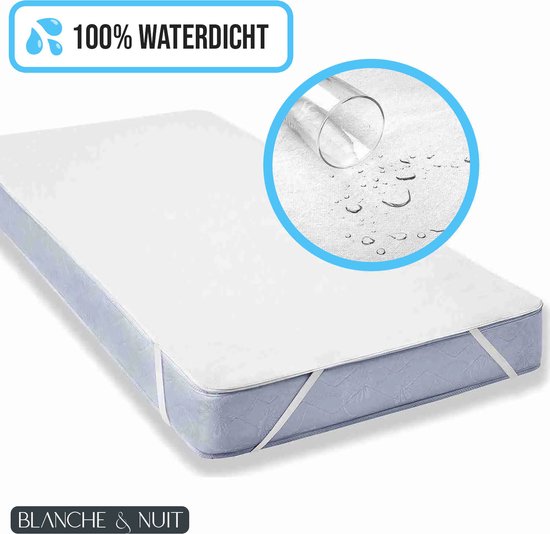 Protège matelas imperméable 160x200 - Protège matelas lavable - Respirant - Surface coton - Couvre matelas imperméable antibactérien avec 4 élastiques de Liserés - 100% imperméable - Protège matelas Incontinence 160x200 cm